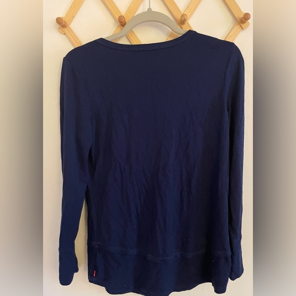 Josie Natori Sleepwear Long Sleeve Top Small Navy Button Soft - Picture 9 of 9